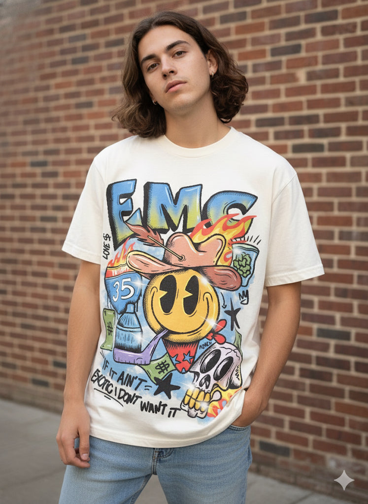 CREAM SMILEY FACE TEE